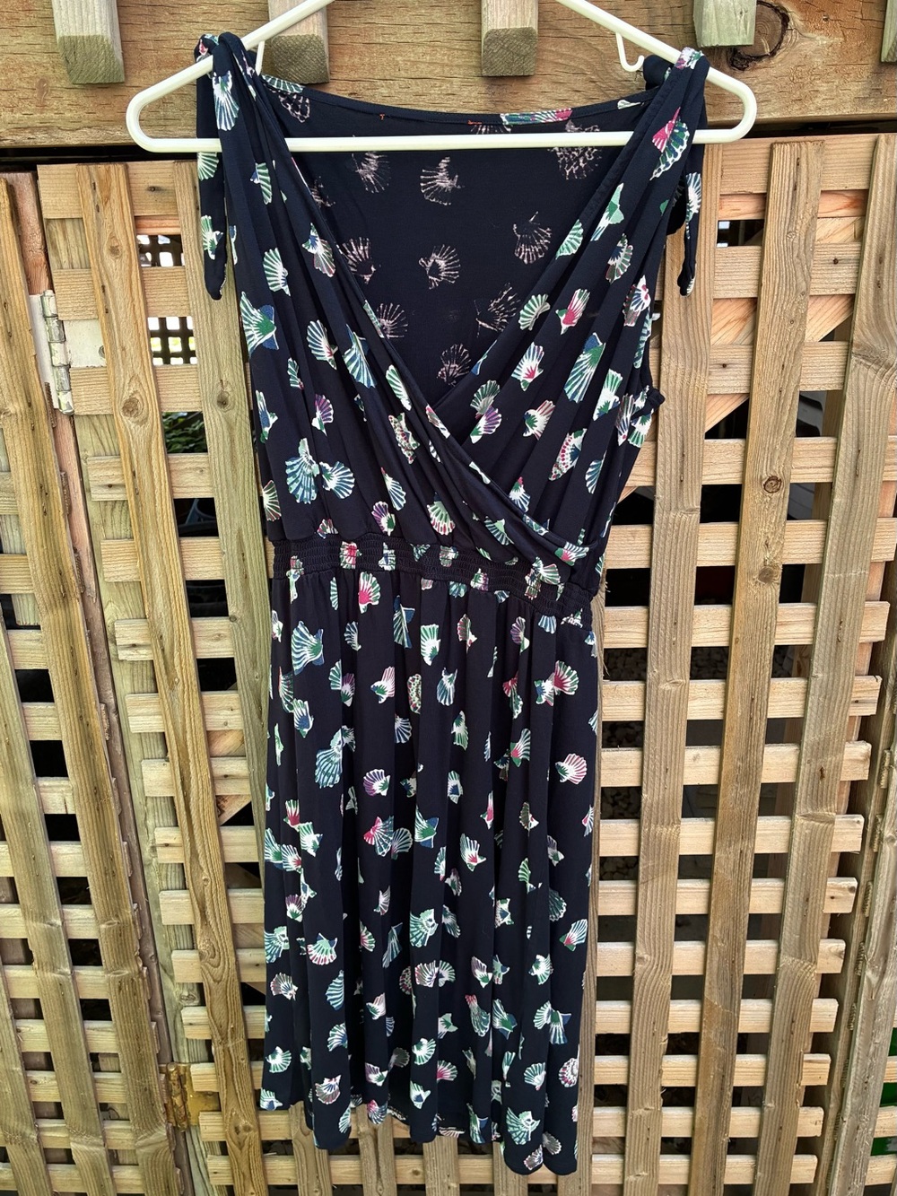 Joe Fresh Navy Blue Midi Dress with Multicolor Floral Shell Print